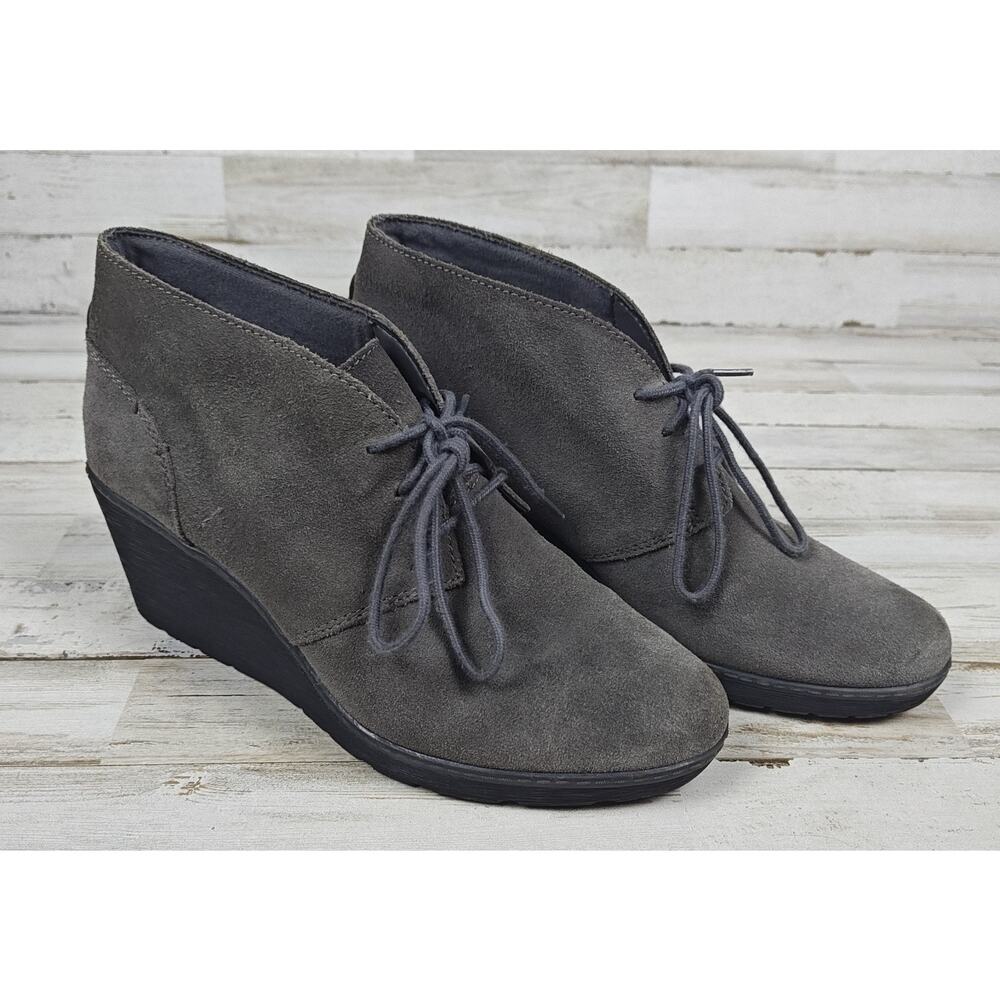 Collection By CLARKS Women Gray Suede Wedge Bootie US 9M UK 6.5D EUR 40